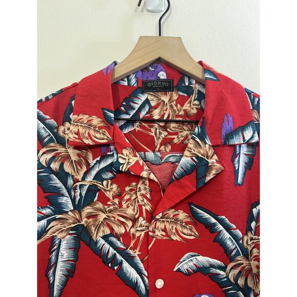 90s Retro Vacation Camp Shirt L Resort Tropical Preppy Beach Parrot Palm Art - Picture 4 of 12